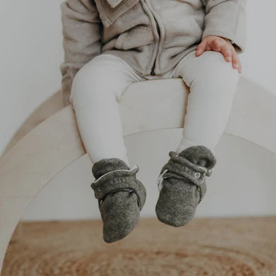 Cosy Roots Organic Fleece Booties - Dark Grey Melange