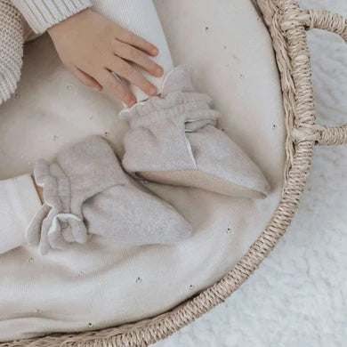 Cosy Roots Organic Fleece Booties - Taupe Melange