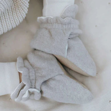 Cosy Roots Organic Fleece Booties - Taupe Melange