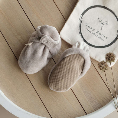 Cosy Roots Organic Fleece Booties - Taupe Melange