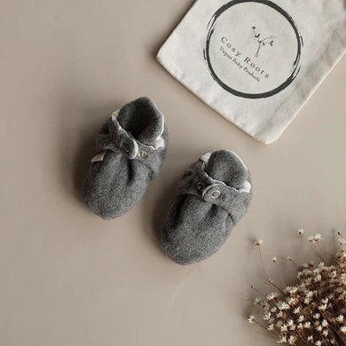 Cosy Roots Organic Fleece Booties - Dark Grey Melange