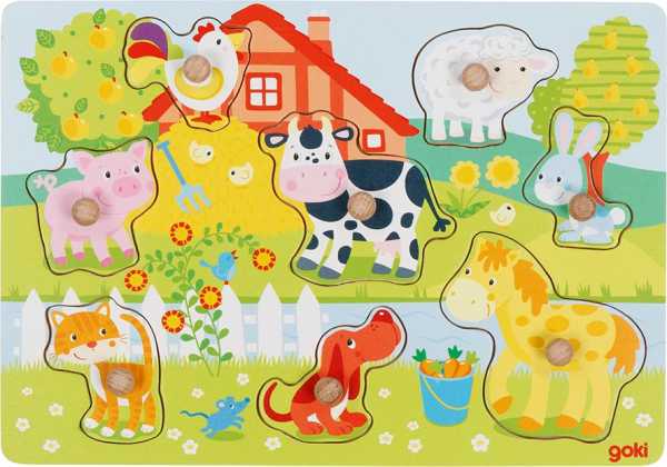 Goki Steckpuzzle Bauernhoftiere