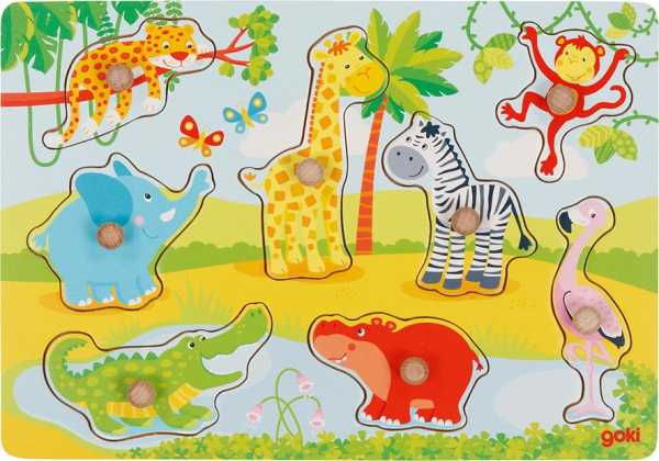 Goki Steckpuzzle Afrikanische Tierkinder