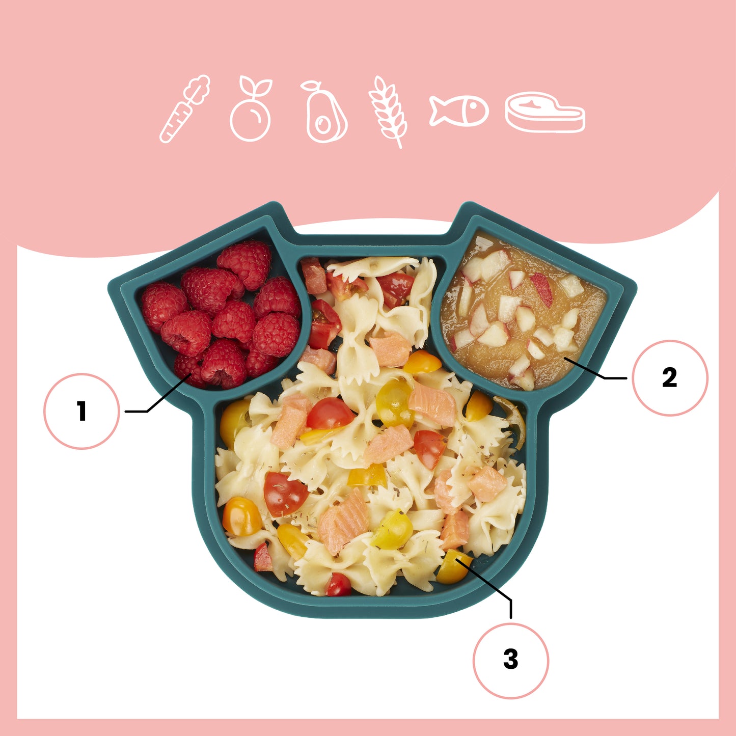 Babymoov Esslernteller aus Silikon ISY PLATE blauer Hund