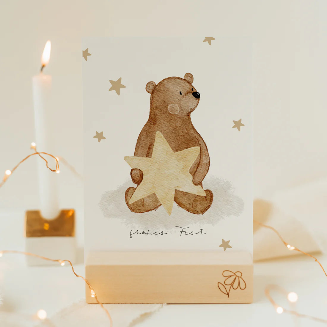 Hej Hanni Weihnachtskarte Bär Wolken