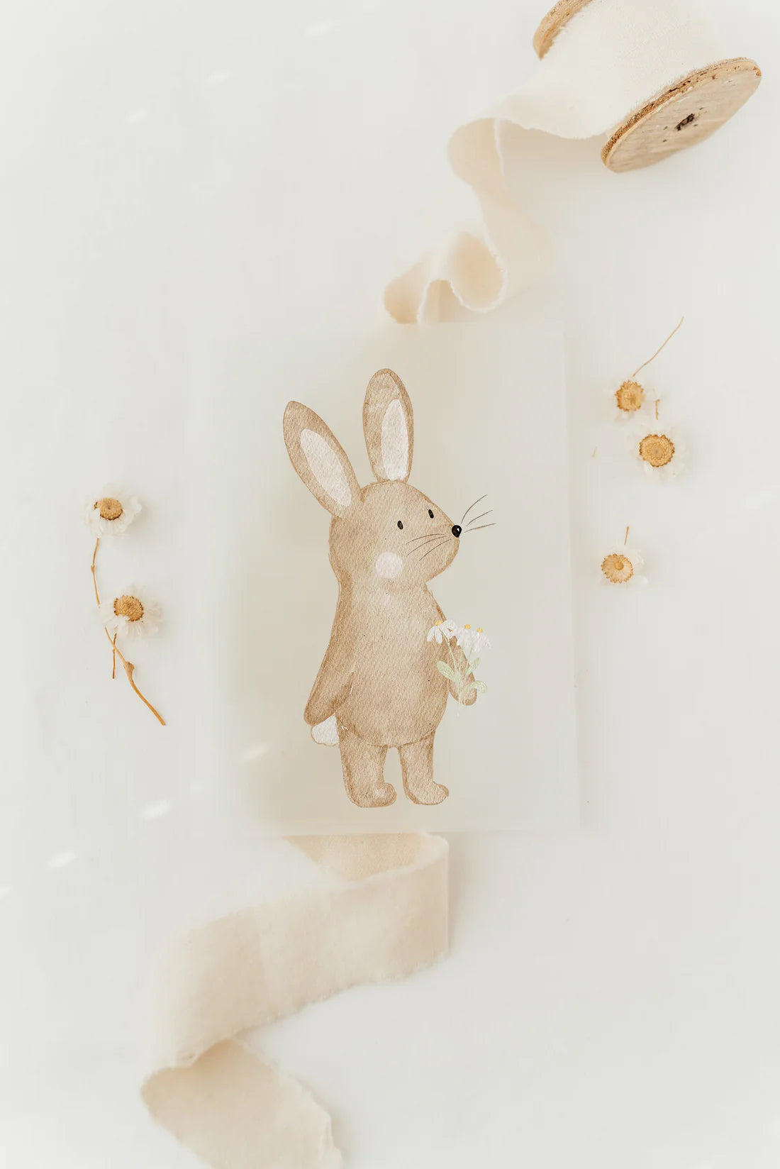 Hej Hanni Bügelbild Hase Blumenstrauss