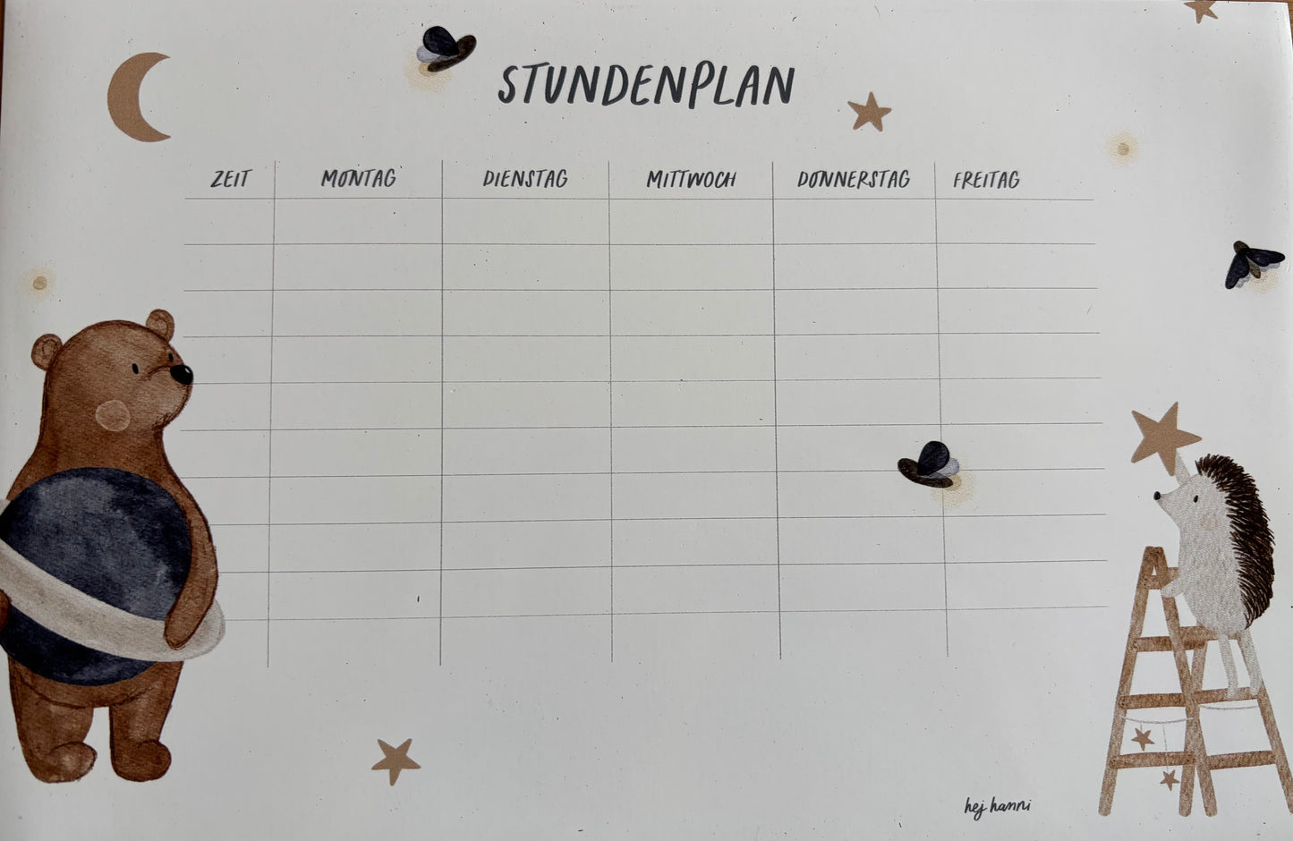 Hej Hanni Stundenplan abwischbar