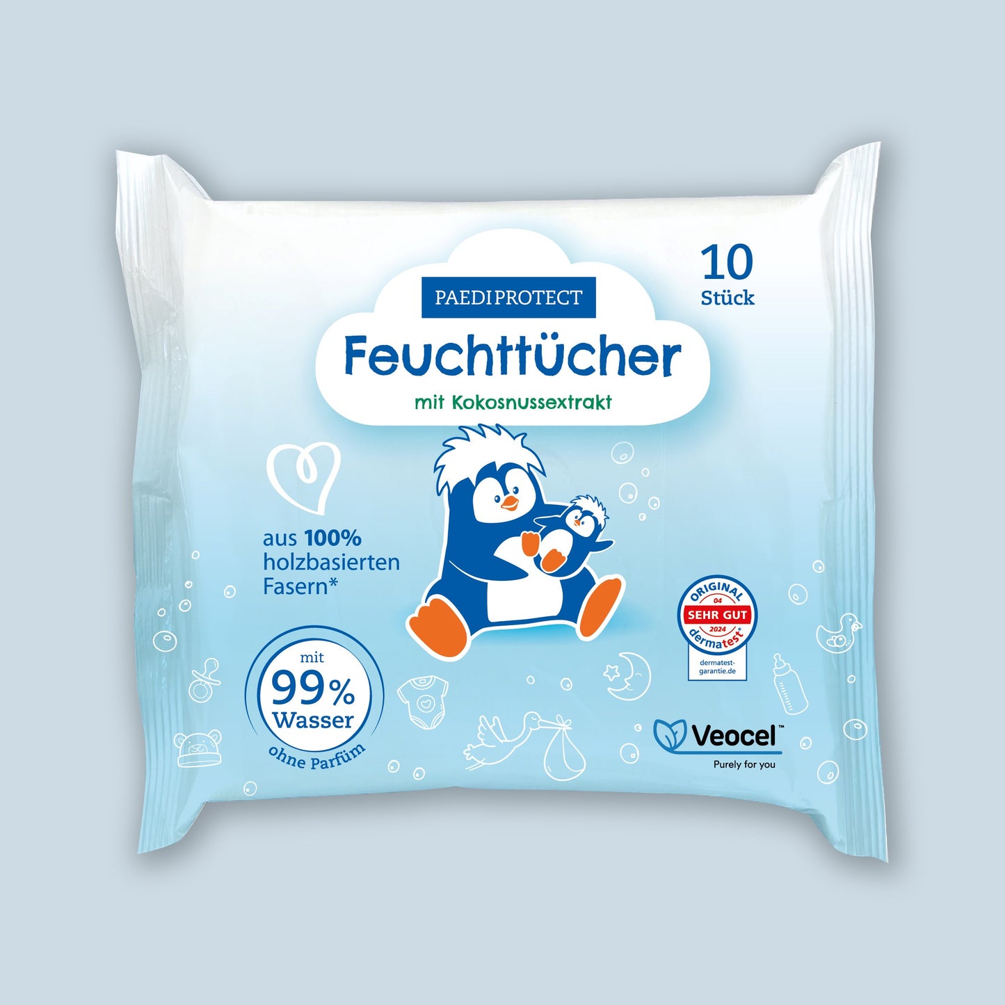PAEDIPROTECT Feuchttücher mit Kokosnussextrakt 1x10 Stück