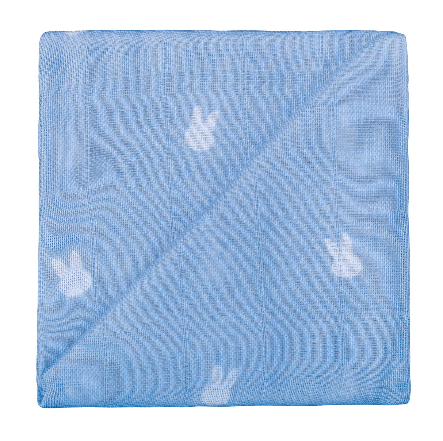 ZEWI Baby-Gazetuch 60x60 cm bedruckt Häschen blau