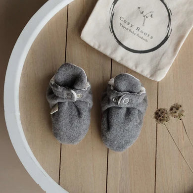 Cosy Roots Organic Fleece Booties - Dark Grey Melange