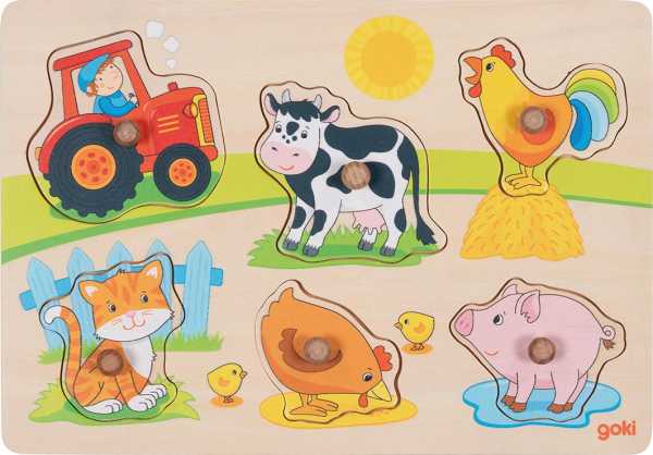 Goki Steckpuzzle Auf dem Bauernhof, 6-teilig
