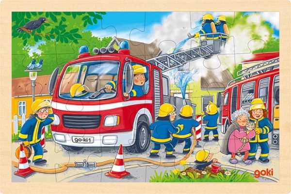 Goki Einlegepuzzle Feuerwehreinsatz, 24 Teile