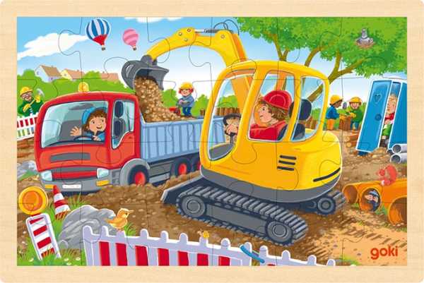Goki Einlegepuzzle Bagger 24 Teile