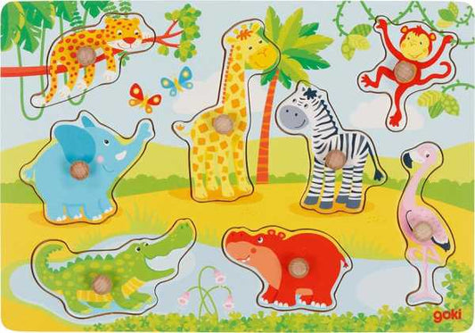 Goki Steckpuzzle Afrikanische Tierkinder