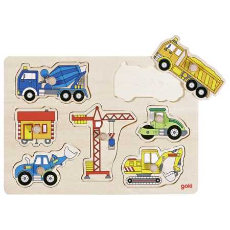 Goki Steckpuzzle Baufahrzeuge