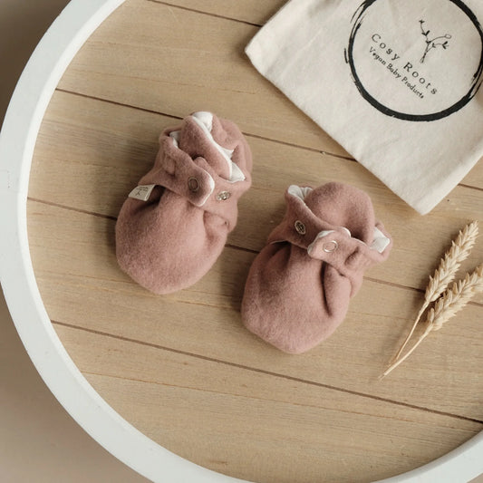 Cosy Roots Organic Fleece Booties - Dusty Rose Melange