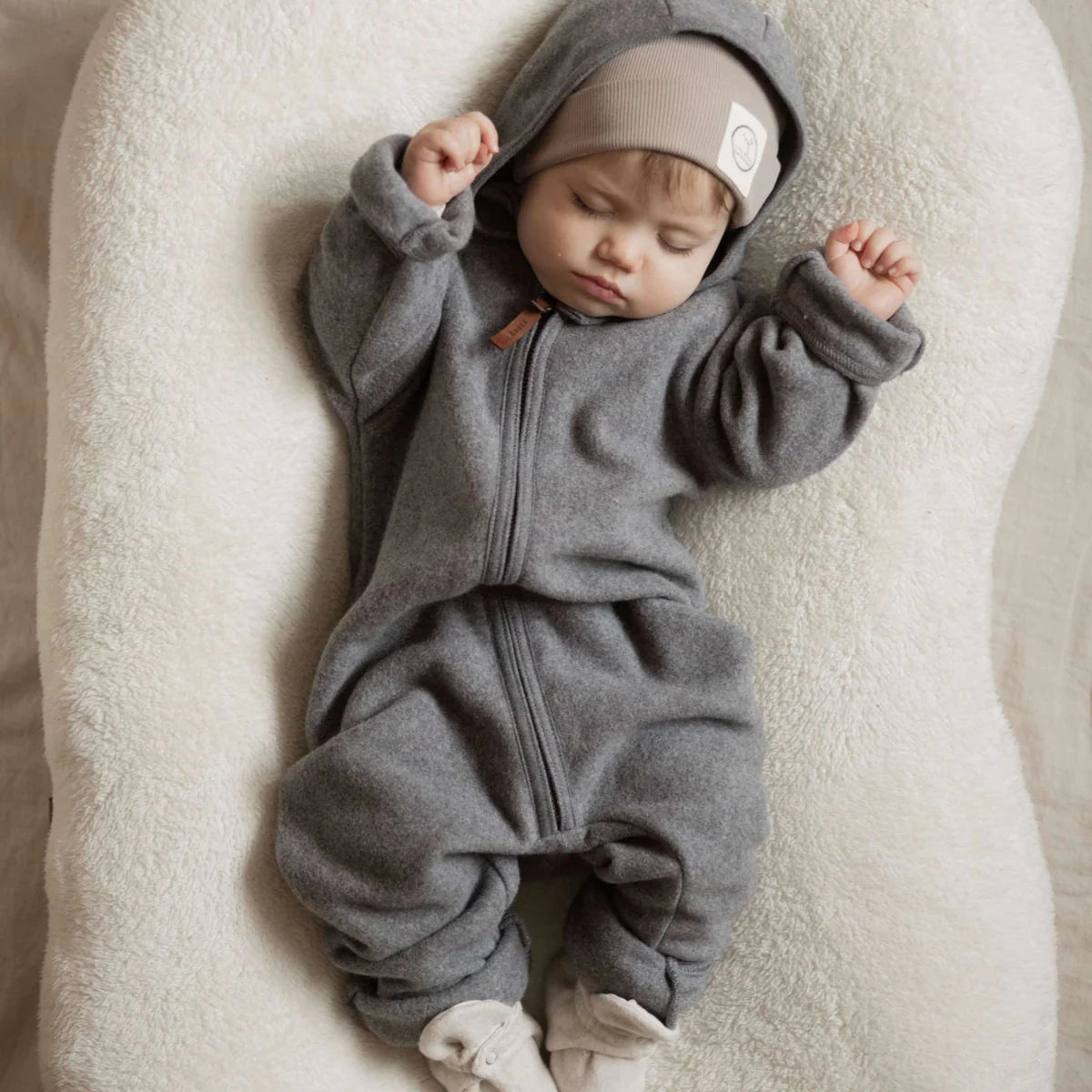 Cosy Roots Organic Fleece Overall - Dark Grey Melange