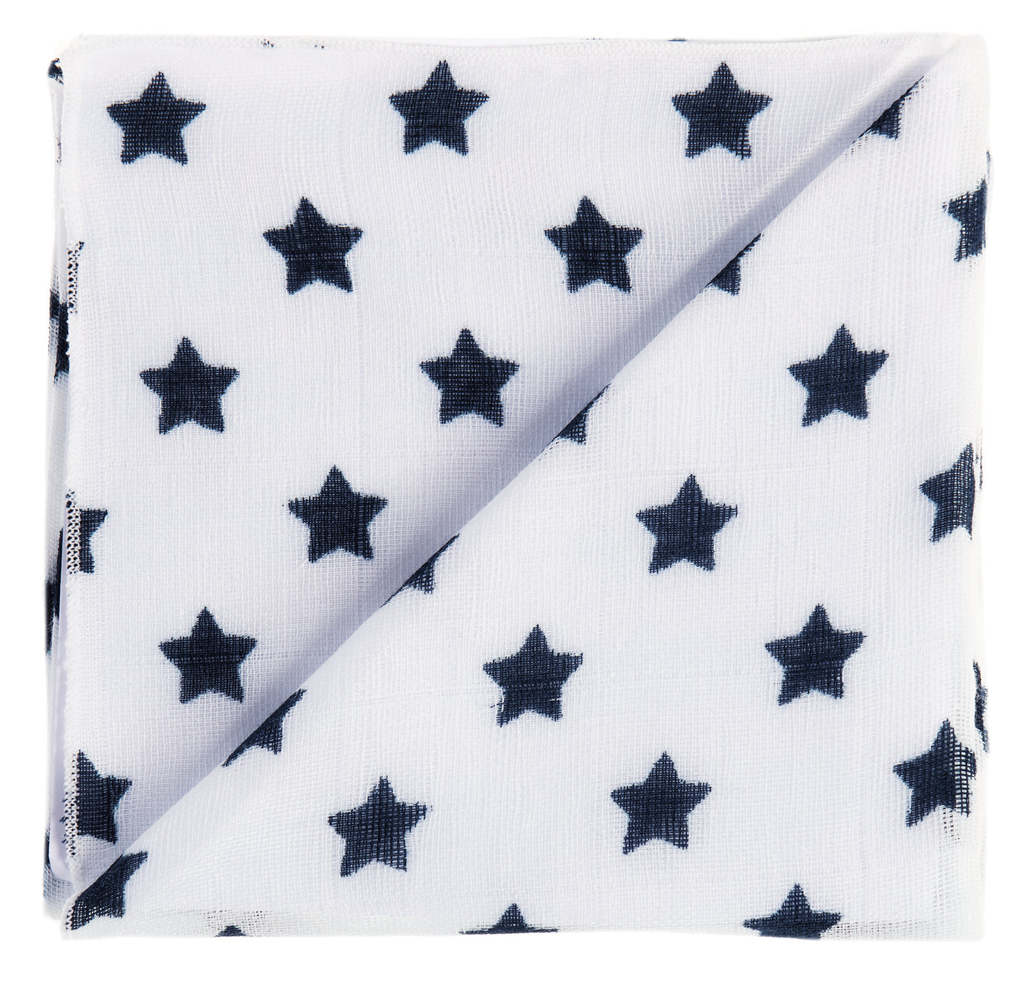 ZEWI Baby-Gazetuch 60x60 cm bedruckt Sterne white marine
