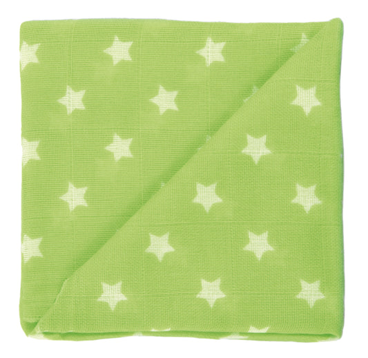 ZEWI Baby-Gazetuch 60x60 cm bedruckt Sterne lime