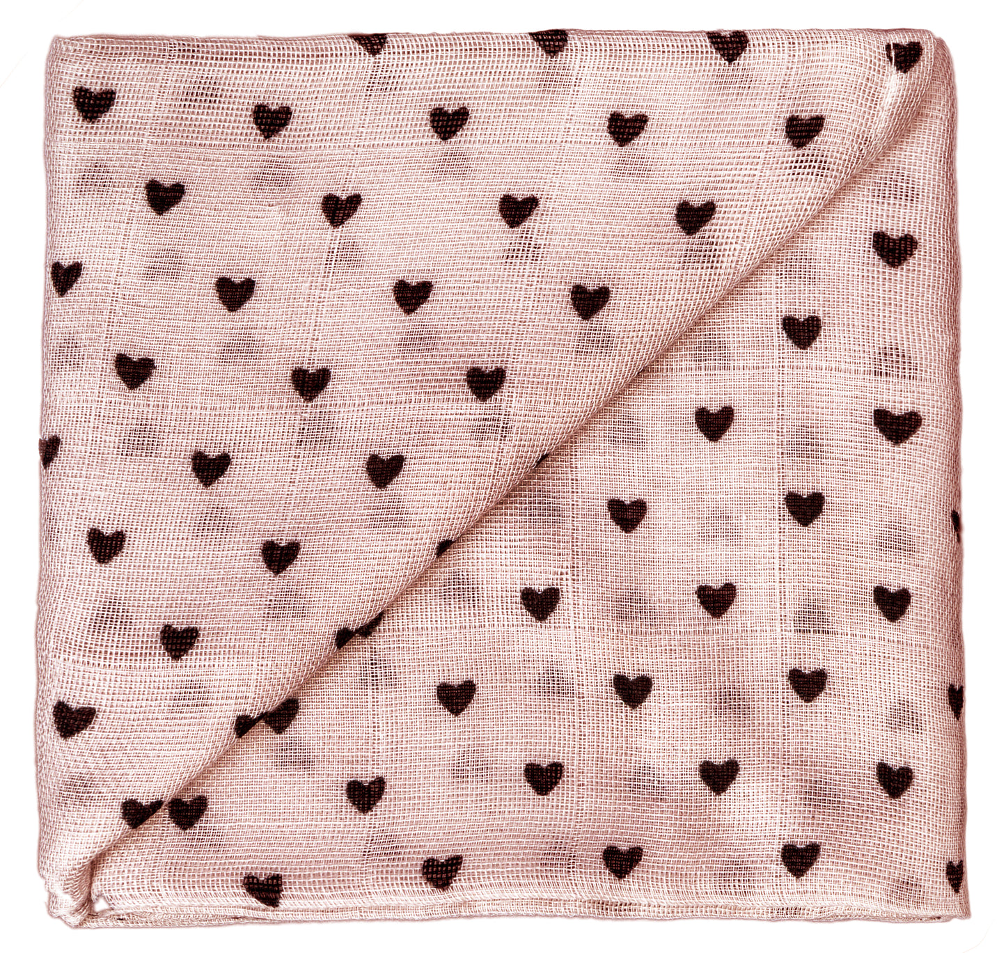 ZEWI Baby-Gazetuch 60x60 cm bedruckt Herzchen rose